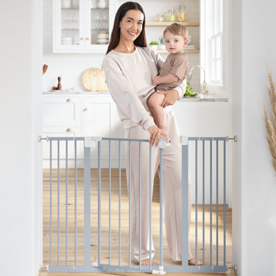 Comfy Cubs Baby Safety Gate - 3 Extensions 42" x 1.9" x 30", Adjustable Q195 Steel Doorway Gate,  Powder-Coated Finish - Fits Various Staircases