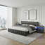 Ensemble de chambre à coucher 3 pièces, avec lit plateforme capitonné en similicuir et table de chevet DEL-1938109937-1938109931