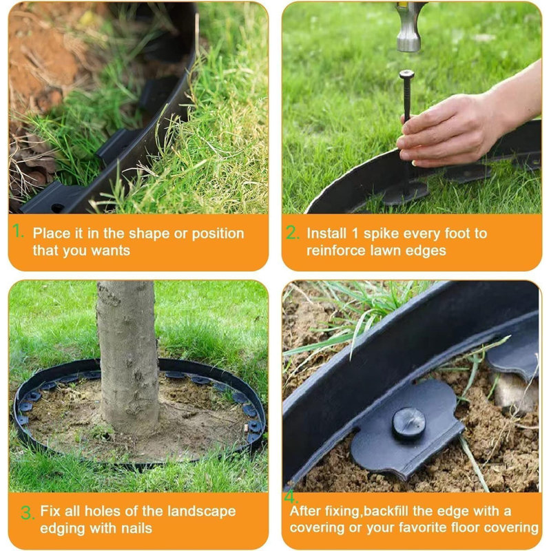 10cm H x 2000cm W Polyethylene Plastic Lawn Edging
