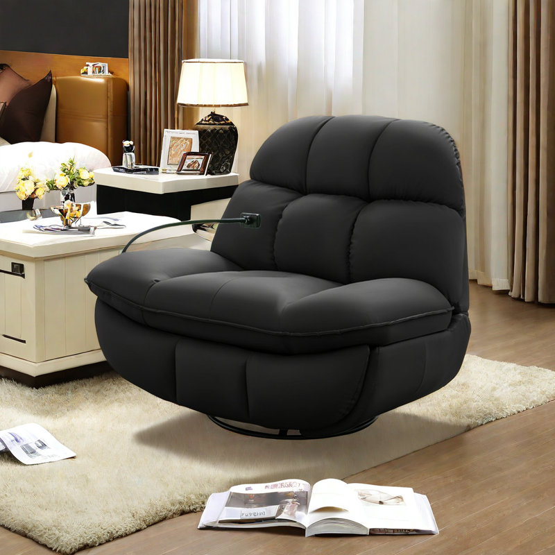 One-Click Recliner with Storage Arms, Black