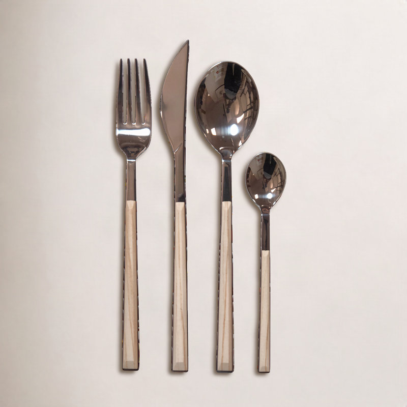 Ensemble de couverts 24 pièces pour grand lit sushi, service pour 6, Bouleau
