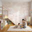Papier peint pastel, paysage tropical, cerf, fauve, palmiers-1060593492-1060593488