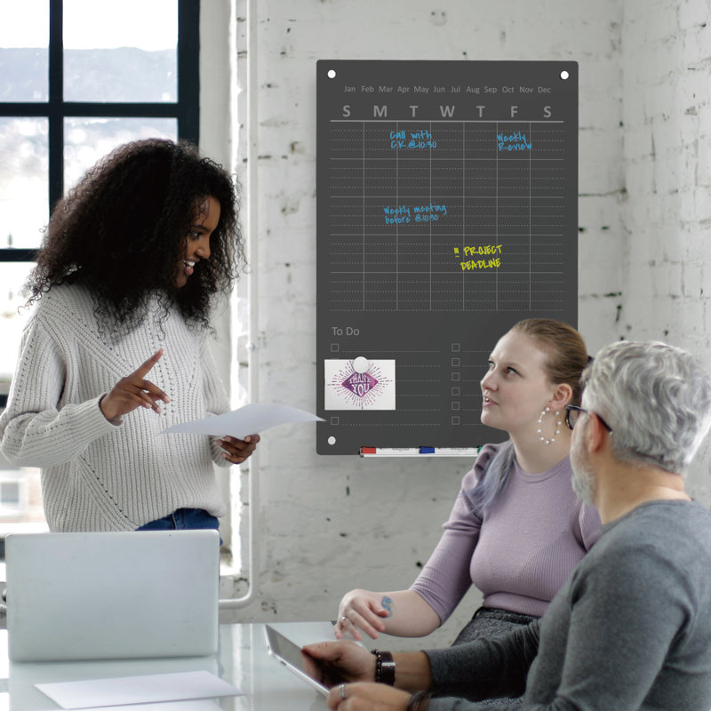 Wall Glass Magnetic Small - 2' - 4' Glass Board, Black