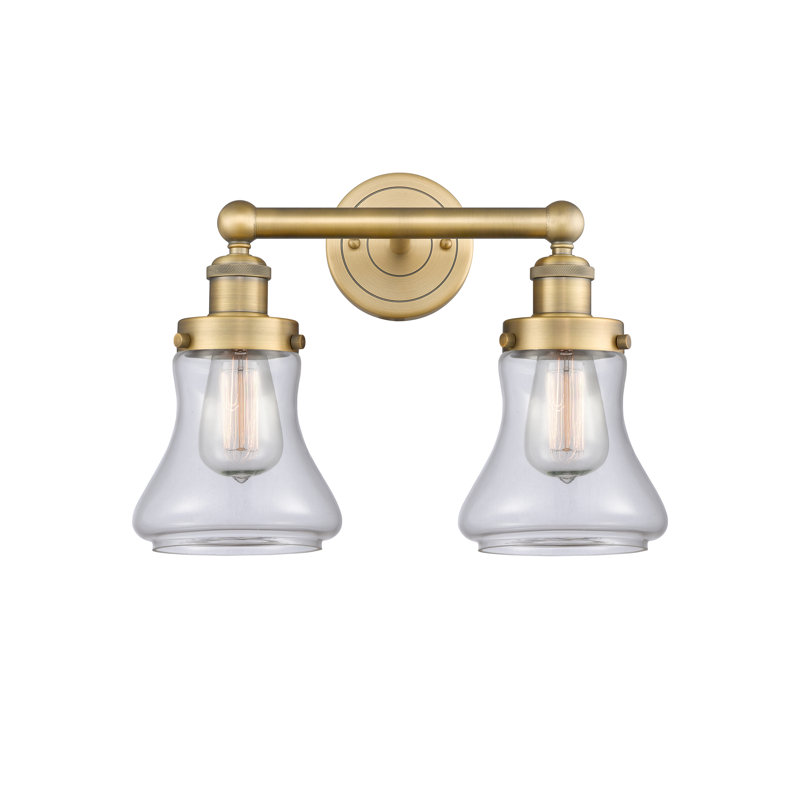 Éclairage pour meuble-lavabo à 2 lumières à intensité variable Asadbek, Transparent, Laiton brossé