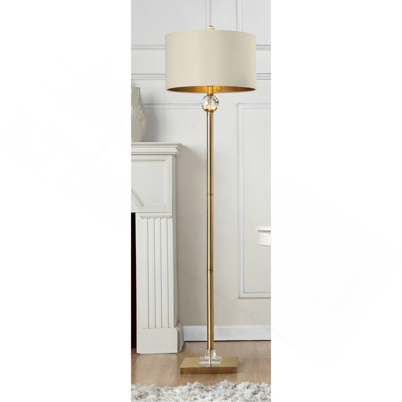 63.25-Inch Perspicio Solid Crystal Orb Gold Column Floor Lamp