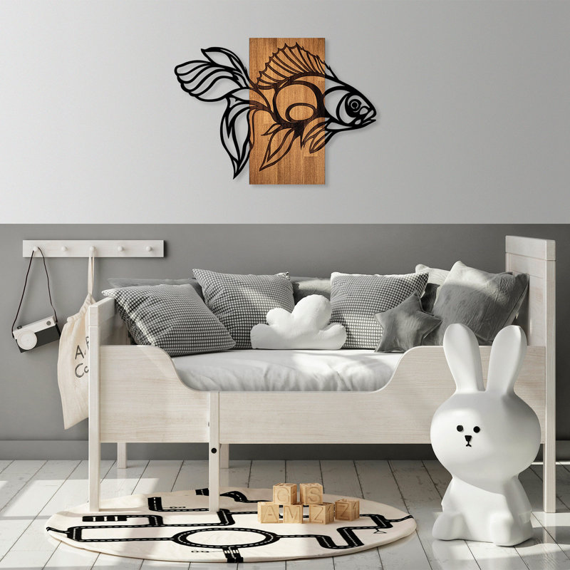 Decorative Wooden Wall Accessory, Walnut & Black Finish, 22.8 x 31.5 inches | 50% Real Wood (Thickness: 1.2 inches) & Metal (Thickness: 0.06 inches) | Unique Color Variations, Perfect for Home Decor & Modern Interiors