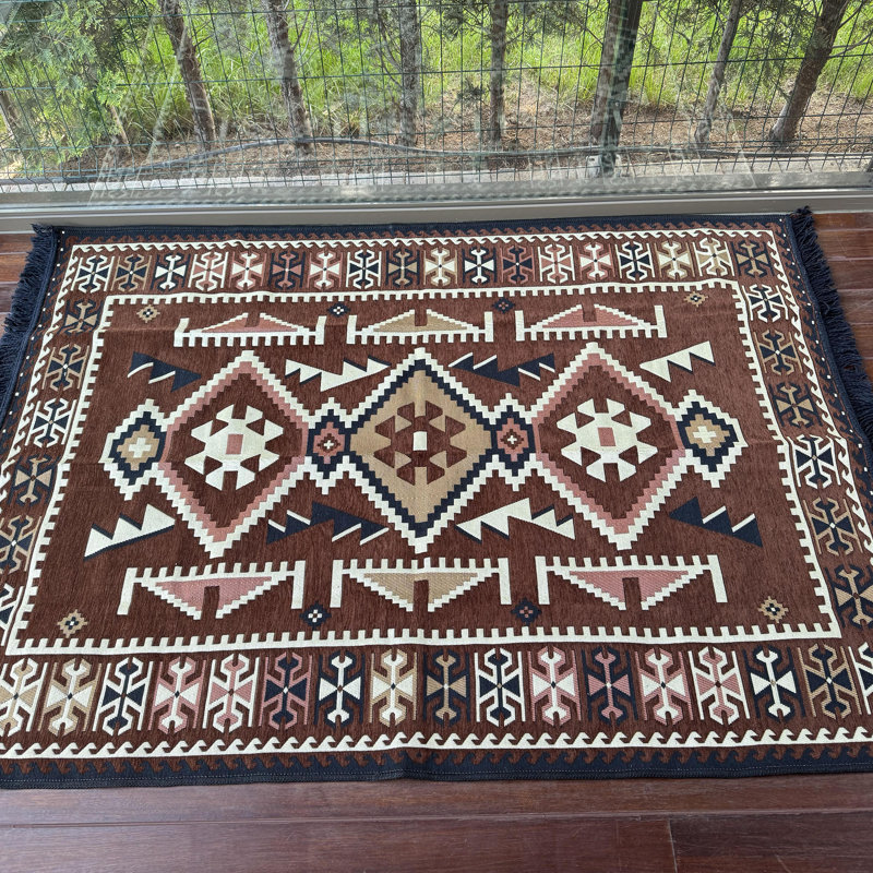 Canapé modulaire rembourré avec repose-pieds Kilim, Brun