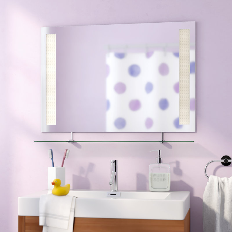 Miroir mural sans cadre avec tablette