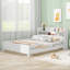 Lits en bois compacts avec DEL, rangement multifonctionnel, blanc moderne