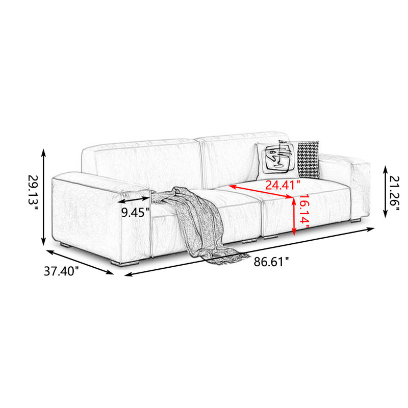 Coussin modulaire 100% polyester, H 29,13 po x l 86,61 po x P 37,4 po, Blanc