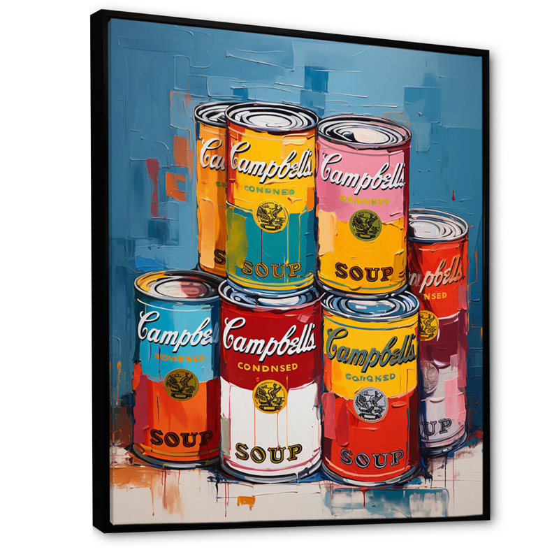 Cupani Pop Art Campbells Soup I - art mural Pop Art, H 32 po x l 24 po x P 1 po, Cadre flottant noir