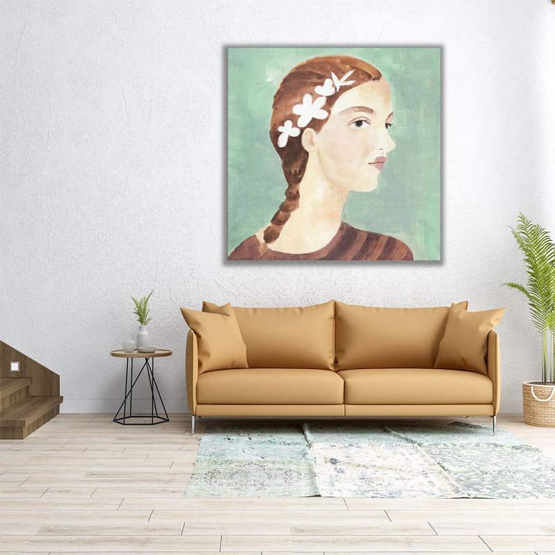 Folk Art Portrait I - reproduction d'art sur toile, H 12 po x l 12 po