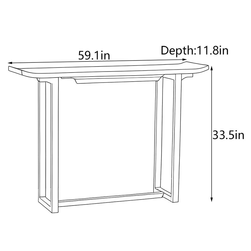Nouvelle console en bois d'orme massif de style chinois, H 33,5 po x l 59,1 po x P 11,8 po
