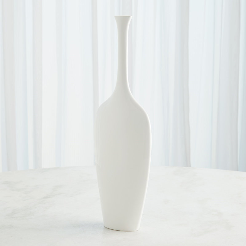 Silhouette Vase-Slim, White, Overall Height- 21.50"