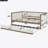 Full Size Upholstered Daybed with Trundle and Nailhead Decoration, Wood Color