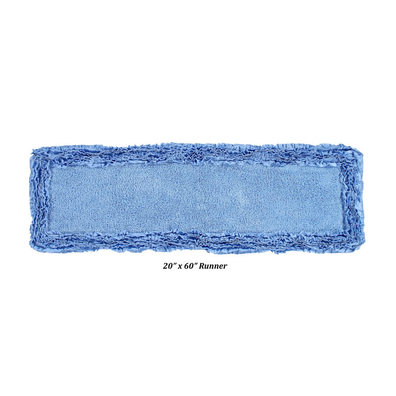Tapis pour salle de bain 100% coton Aveliss, Tapis de couloir 20 po x 60 po, Bleu