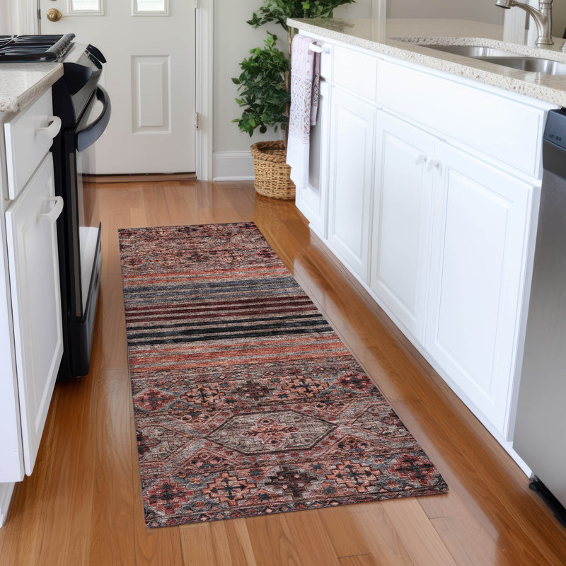 Julissara Orange Washable Indoor-Outdoor Rug - , 2'3" x 7'6"