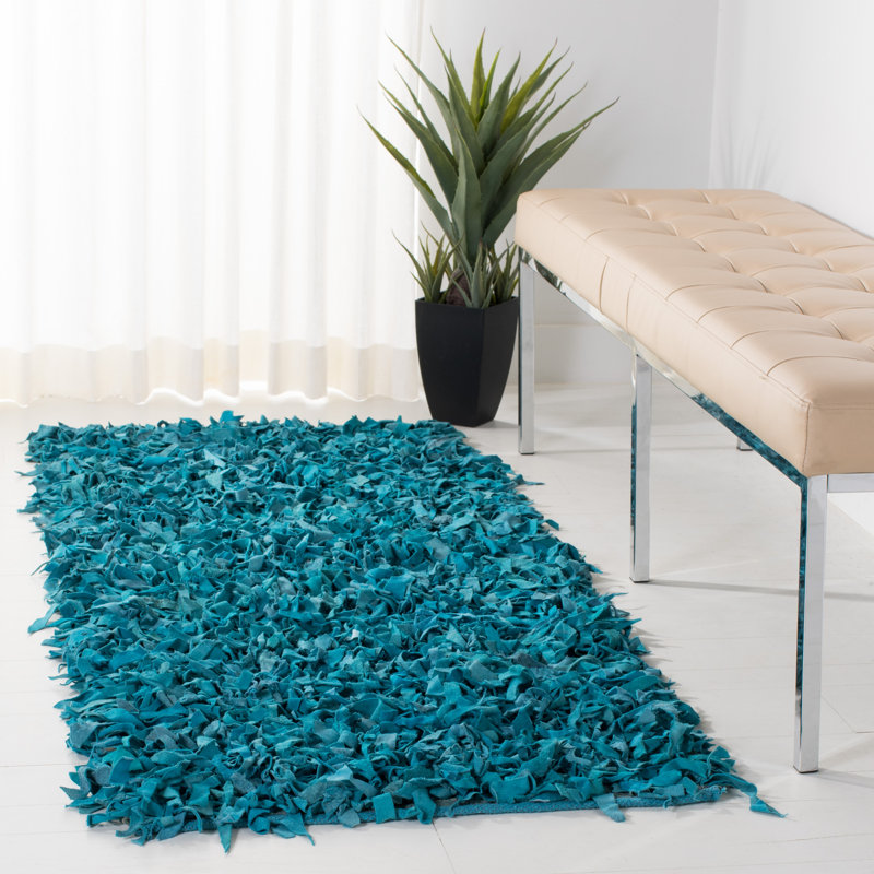 Godsey Handwoven Leather Solid Color Rug, Runner 2'3" x 6'