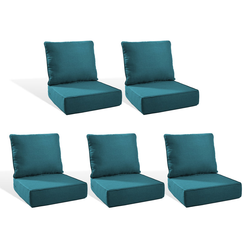 6" Outdoor Cushions For Patio Furniture, 22X24x6 Thick Seat Cushion Set Of 5, Fade Resistant Couch Chair Replacement Cushions High Density Deep Wicker Chair Cushion W/Removable Cover