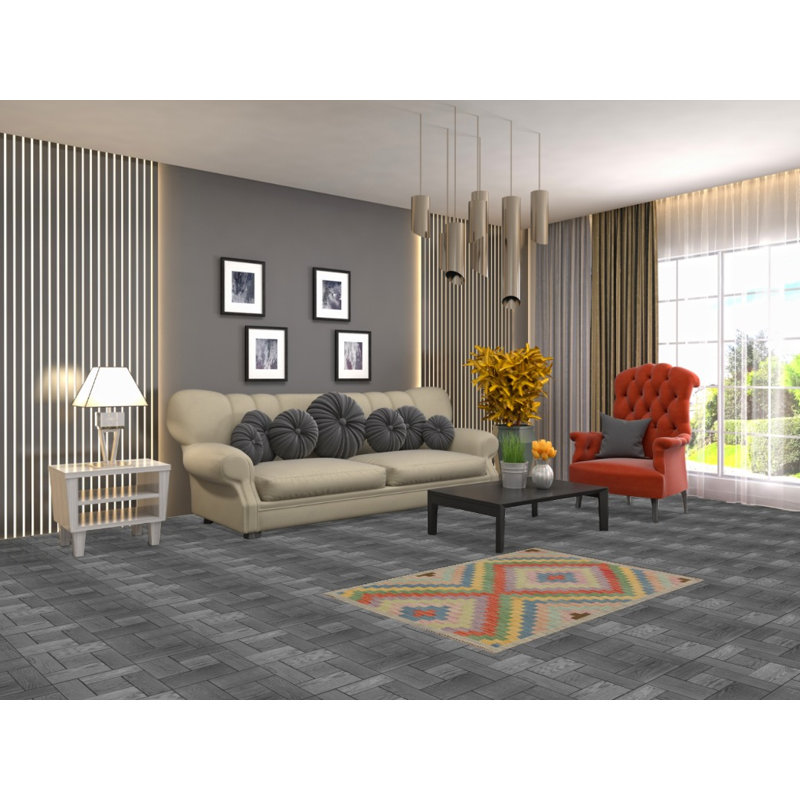 Tapis géométrique en laine pour vestibule Kilim
