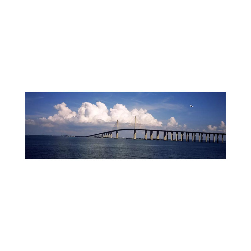 Suspension Bridge Across The Bay, Sunshine Skyway Bridge, Tampa Bay, Gulf Of Mexico, Florida, USA - Wrapped Canvas Panoramic Print