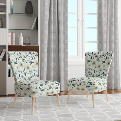 Chaise d'appoint rembourrée Teal & Ivory Coastal Elegance Floral