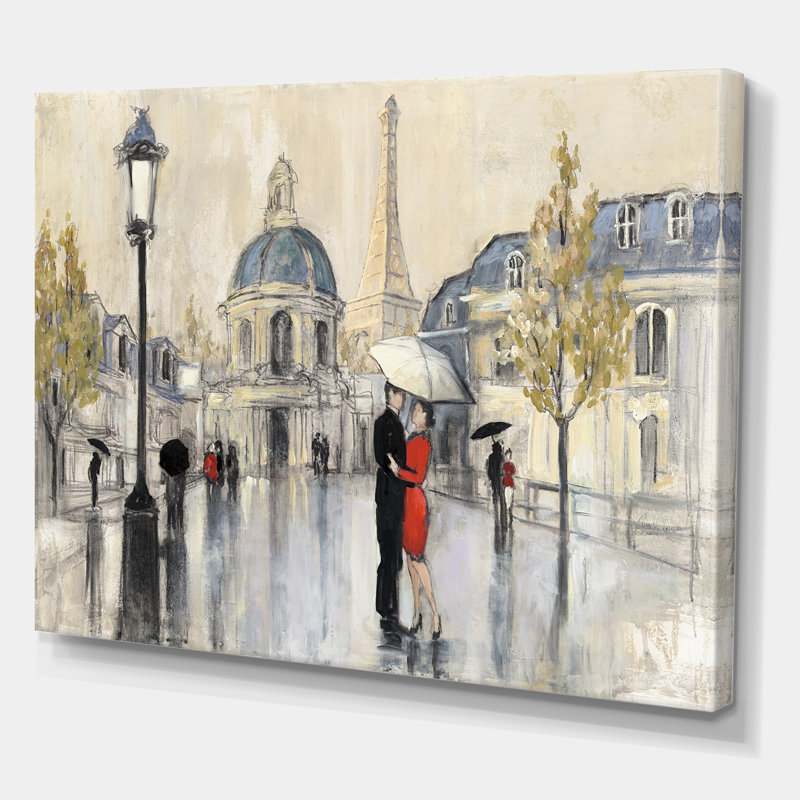 «Love in Paris I», reproduction d'art sur toile tendue, H 16 po x l 32 po x p 1 po