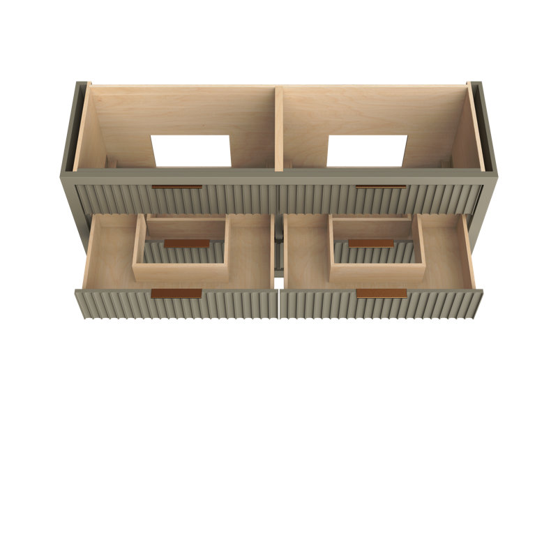 Lecrieú Double Drawer Bath Vanity, French Olive, 72", Champagne Bronze