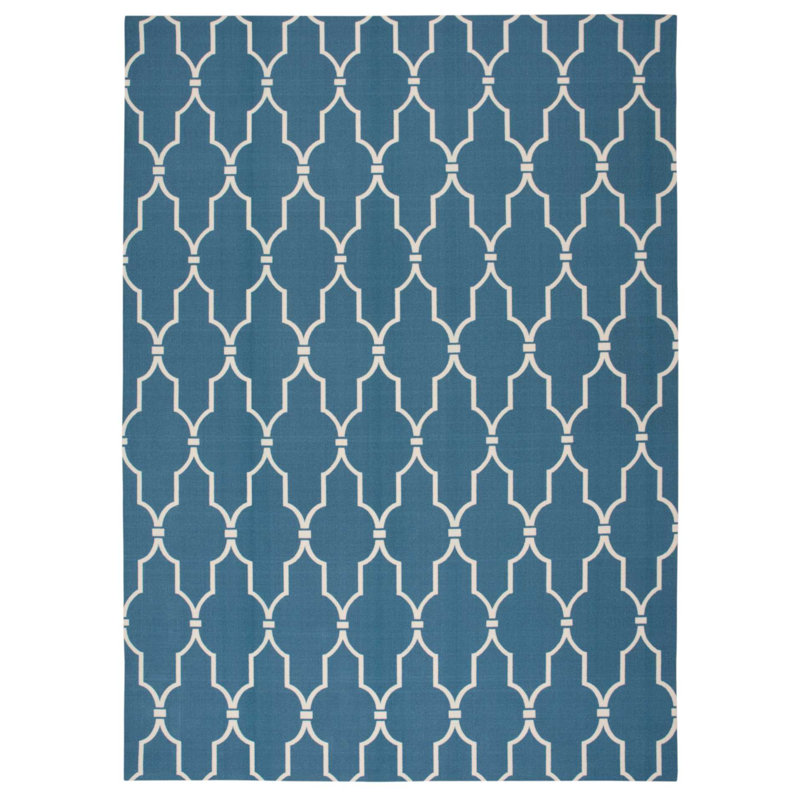 Tapis intérieur / extérieur bleu marine Bertran, Rectangle 7 pi 9 po x 10 pi 10 po