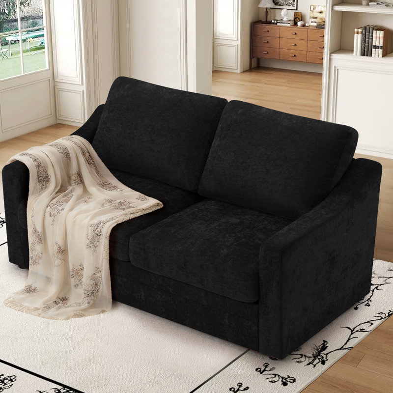 67" Upholstered Loveseat Modern Sofa With Thickened Cushions, Comfy Chenille 2-Seater Couch With Wider Armrests For Bedroom, Apartment, Office
