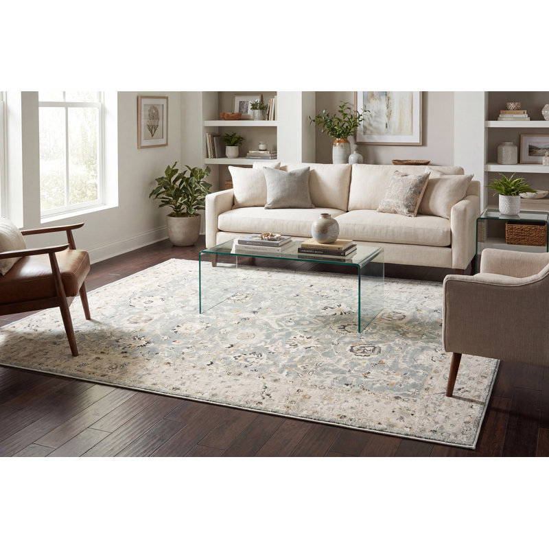 ANNALISE 6.7X9.6 7604-580 BLUE/BEIGE, Rectangle 6'7" x 9'6"