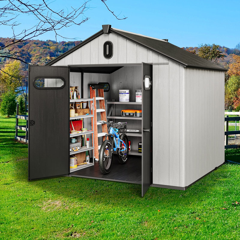 8 Ft. W x 10 Ft. D /8 Ft. W x 8 Ft. D Plastic Outdoor Storage Shed, 95" H x 91" W x 91" D
