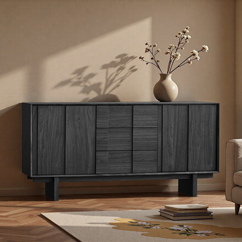 Buffet grande capacité Retro, H 31,5 po x l 59,06 po x P 15,75 po, Noir