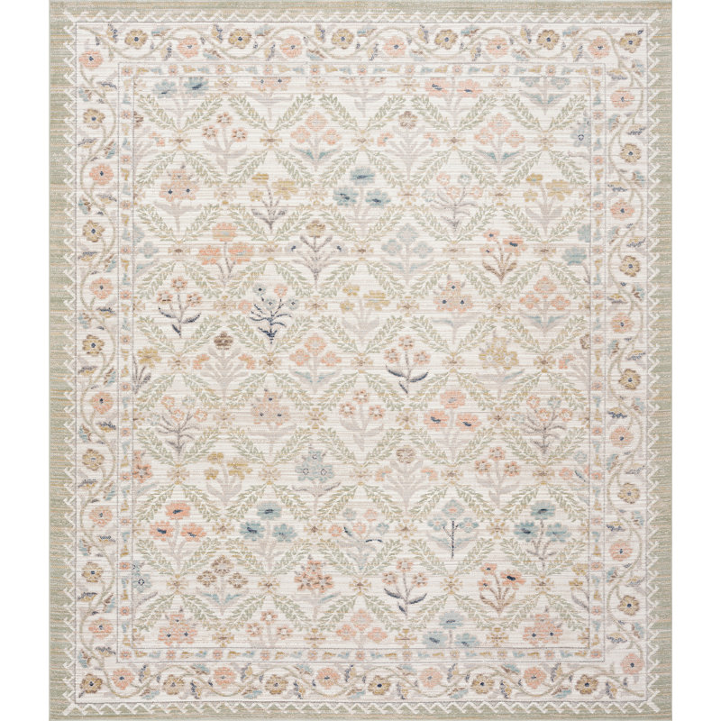 Ellen Traditional Oriental Brown Polyester Area Rug, Rectangle 8' x 10'