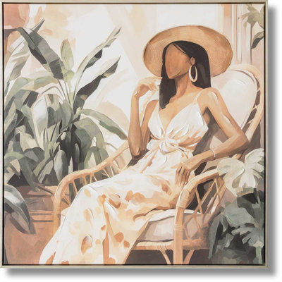 Serene Rattan Escape Canvas Wall Art - 33" x 33" - Champagne Silver Frame