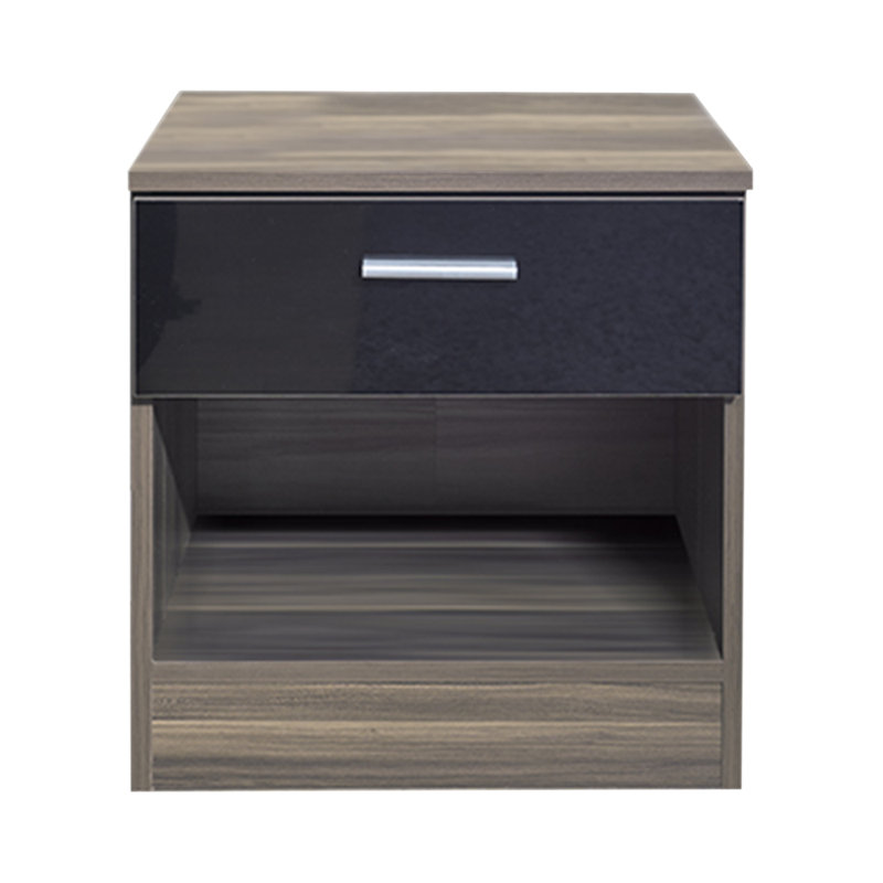 Holmes 45cm W Manufactured Wood Bedside Table, Black/Walnut
