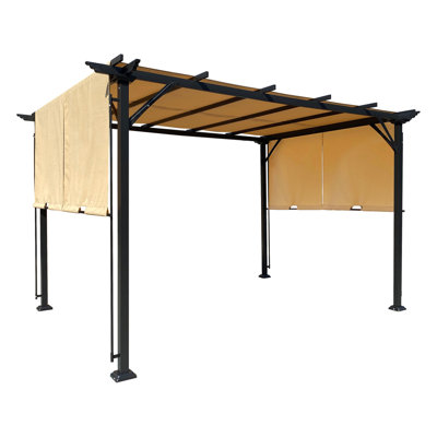 Housse de remplacement pour auvent pour pergola extérieure incurvée 12 x 9 pi - gris. Fabriqué avec une protection, une imperméabilité et une résistance à la décoloration. Abat-jours latéraux rétractables pour pare-soleil réglable. Simple à assembler.