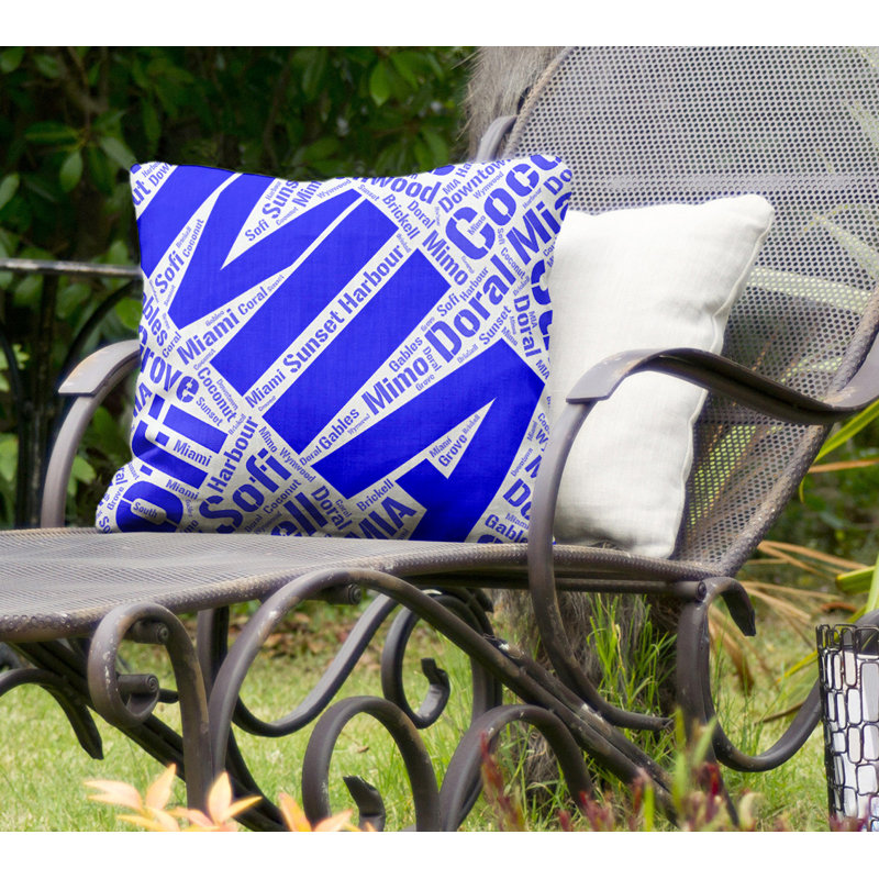 Coussin intérieur / extérieur Miami, Non, H 20 po x l 20 po, Bleu