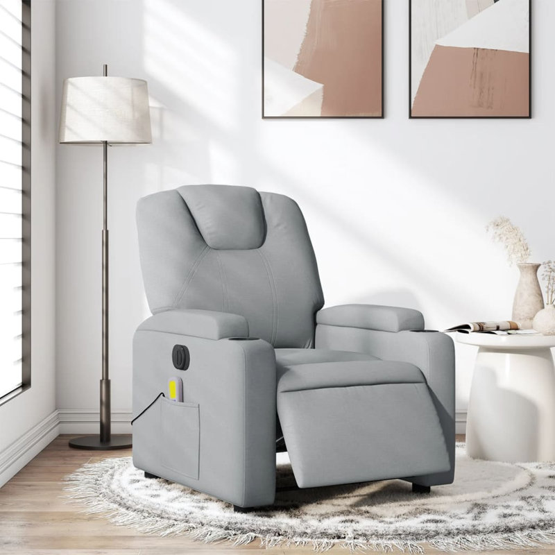 Fauteuil inclinable manuel vidaXL, réglable, en tissu, Gris clair, Power