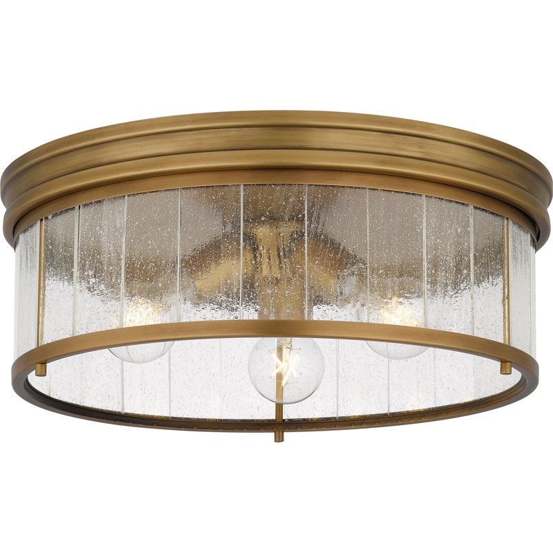 Adaiah 3-Light Weathered Brass Flush Mount