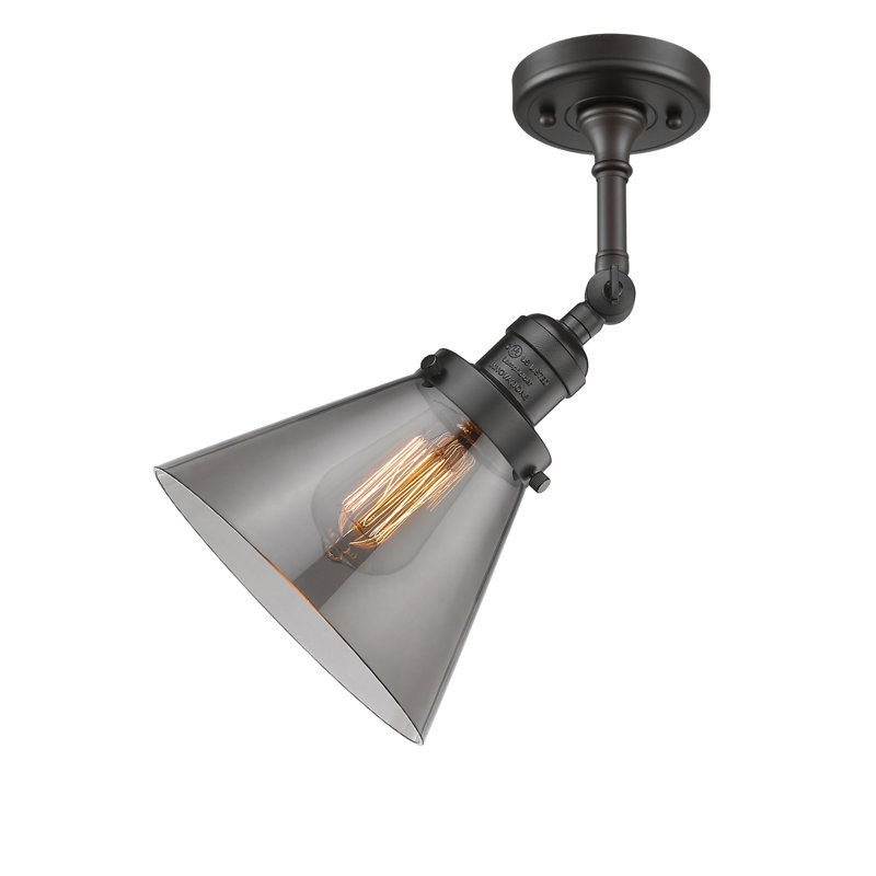 Éclairage de meuble-lavabo inclinable 2 lumières Cone, Bronze frotté à l'huile, Ampoule à DEL rétro de 6 watts, Fumé