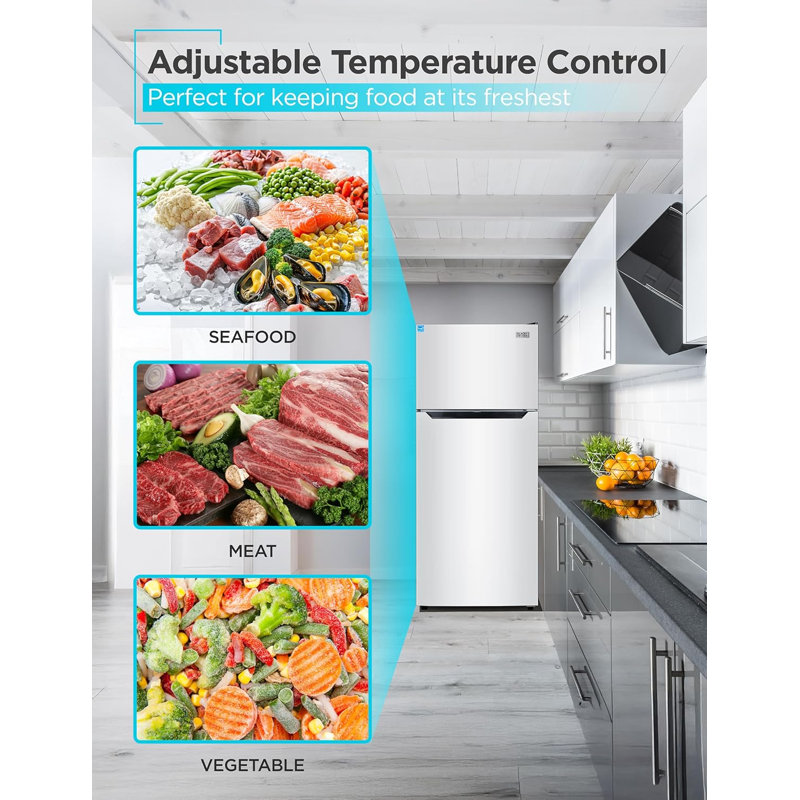 BLACK+DECKER 14.6 Cu. Ft. Top Mount Refrigerator with Freezer, 2 Door Refrigerator with Top Freezer and Adjustable Temperature Control, ENERGY STAR, BR1460HW, White