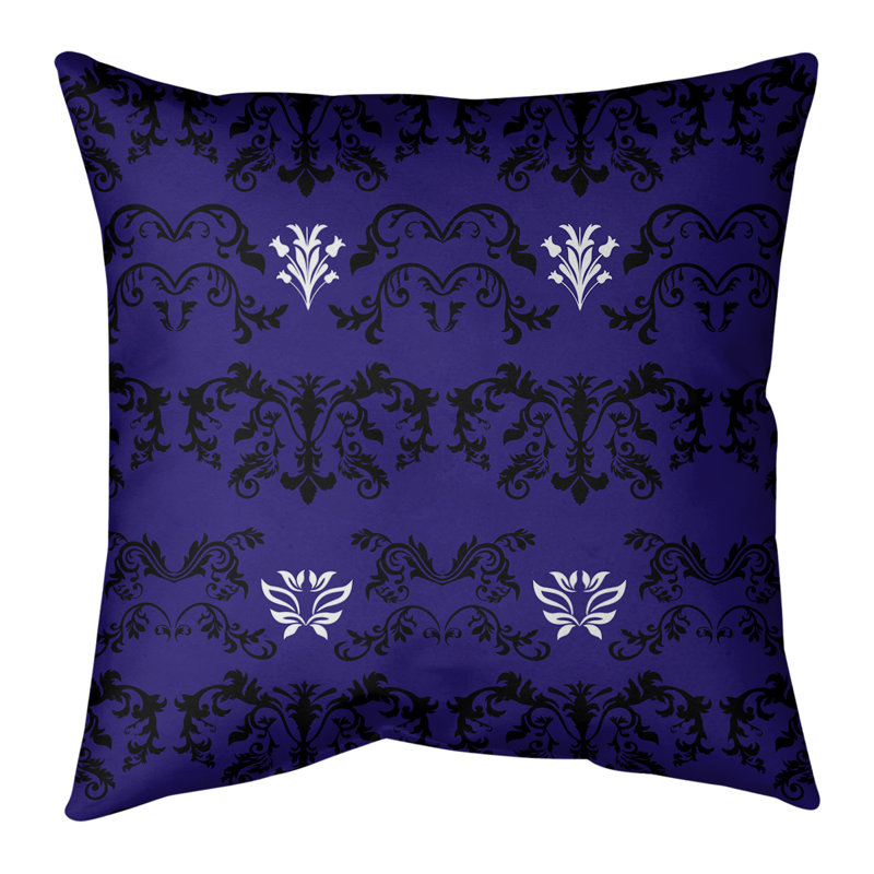 Housse de coussin Baltimore Football Baroque, Faux lin, Bleu marine / noir / blanc, 14 po x 14 po