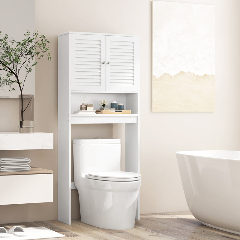 Armoire de rangement autoportante au-dessus de la toilette avec portes et tablette réglable Rauscher
