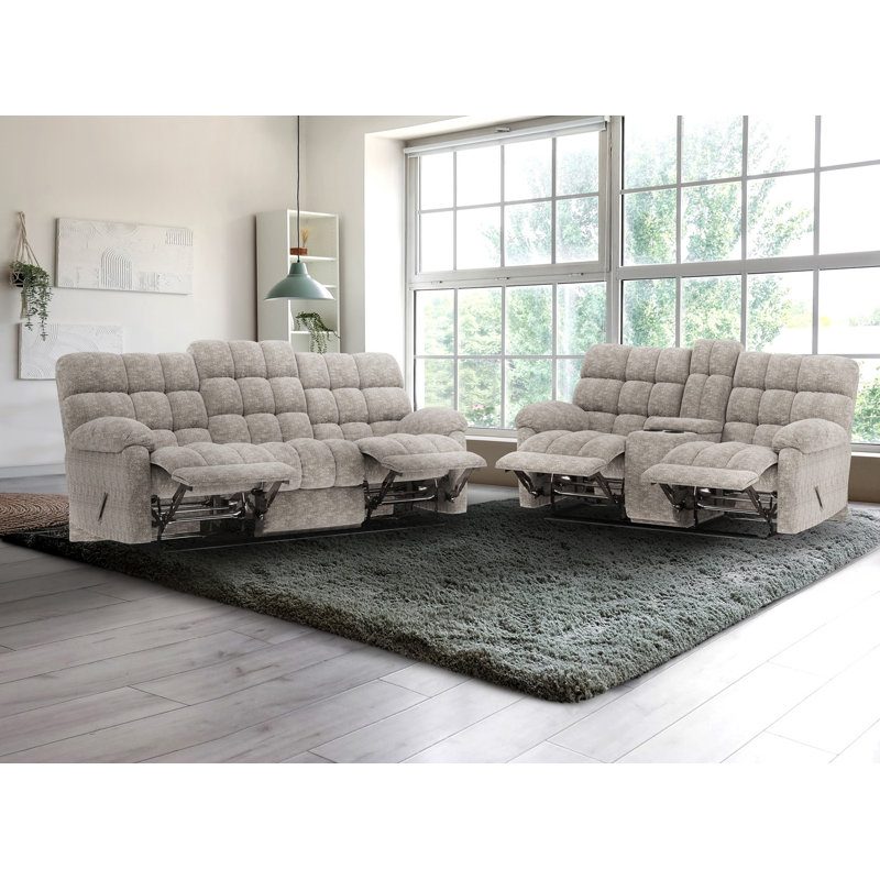 Ensemble 2 pièces: canapé inclinable et causeuse console, beige, Beige 2-piece Set