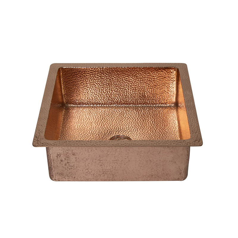 Lavabo de salle de bain carré en cuivre de 15 po Ambiente - Lavabo martelé, lavabo encastré ou encastré, vasque compacte, lavabo en cuivre fabriqué à la main, lavabos de salle de bain haut de gamme, lavabo élégant