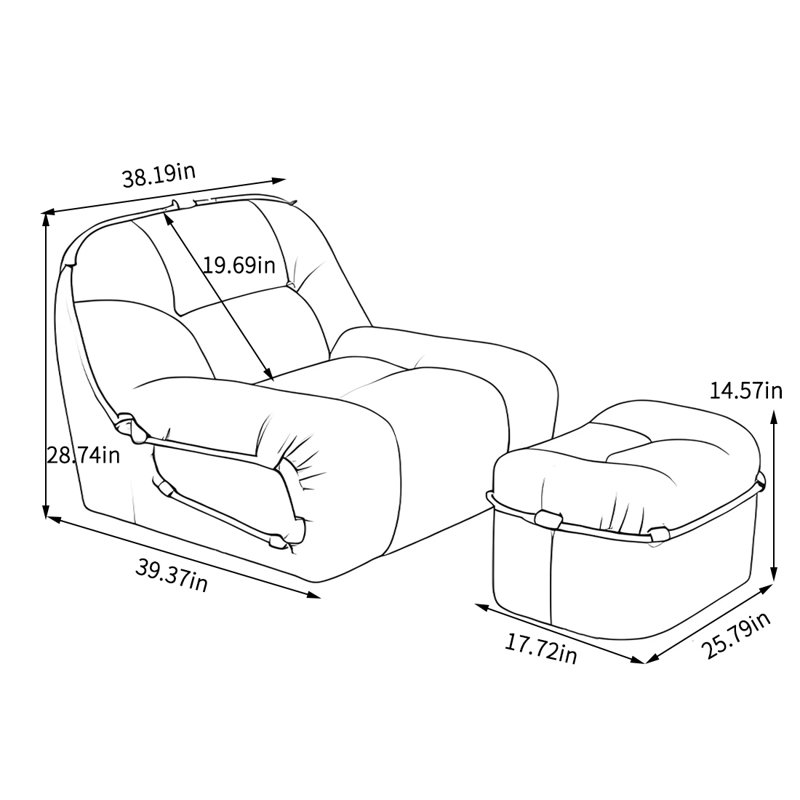 Chaise en chenille douce avec mousse haute densité, Chenille blanc cassé