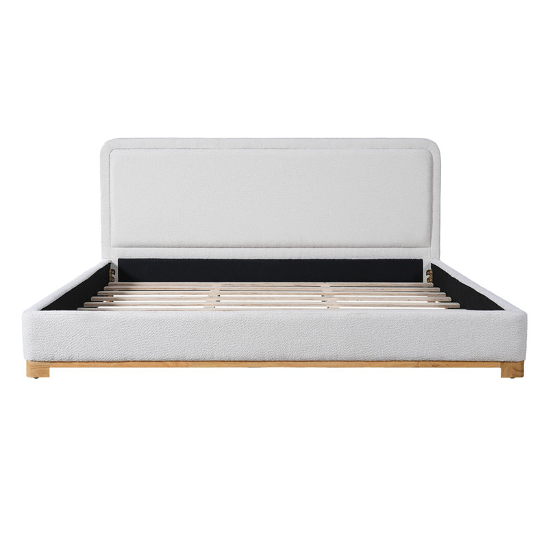 Lit plateforme tapissier avec tête de lit courbée Boucle, Très grand lit