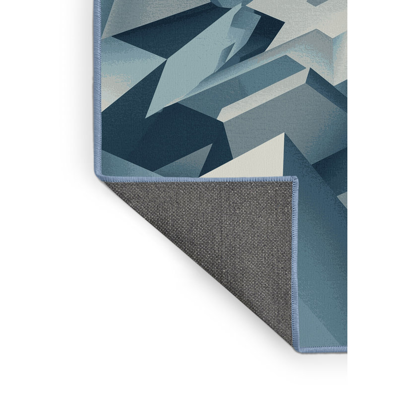 Tapis bleu moelleux moelleux à motif géométrique moderne - Reliure bleu bébé, 3 x 5