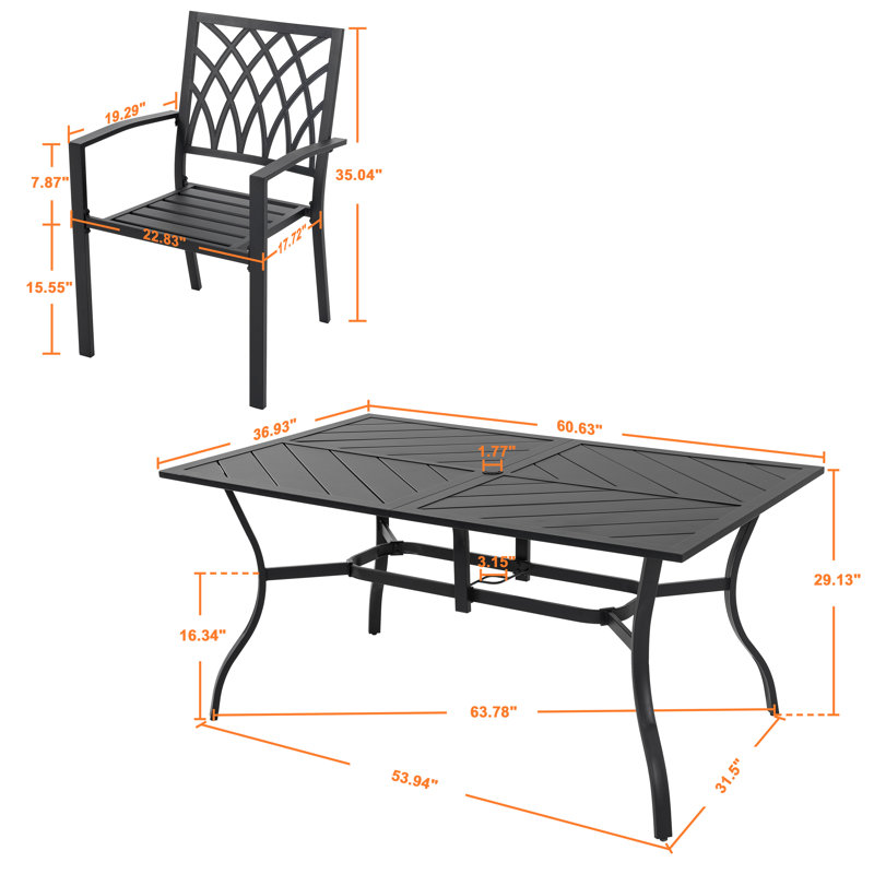 Argeniz 6 - Person Patio Dining Set with Rectangular Table
